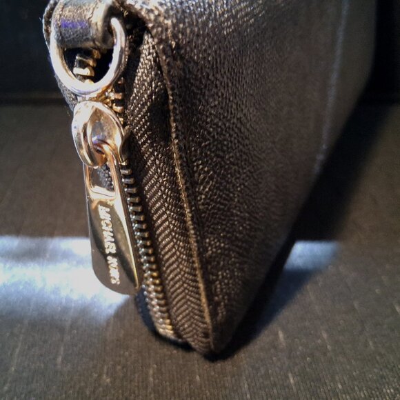 Wallet, Michael Kors - Jet Set Zip-Around Travel - Black Pebbled Leather - Picture 8 of 15